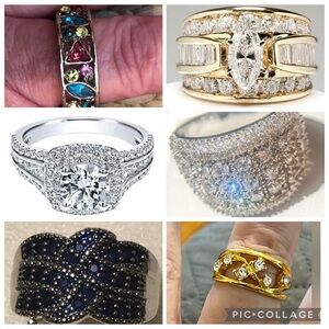 Bundle of 6 - Size 9 Plated Zircon Rings